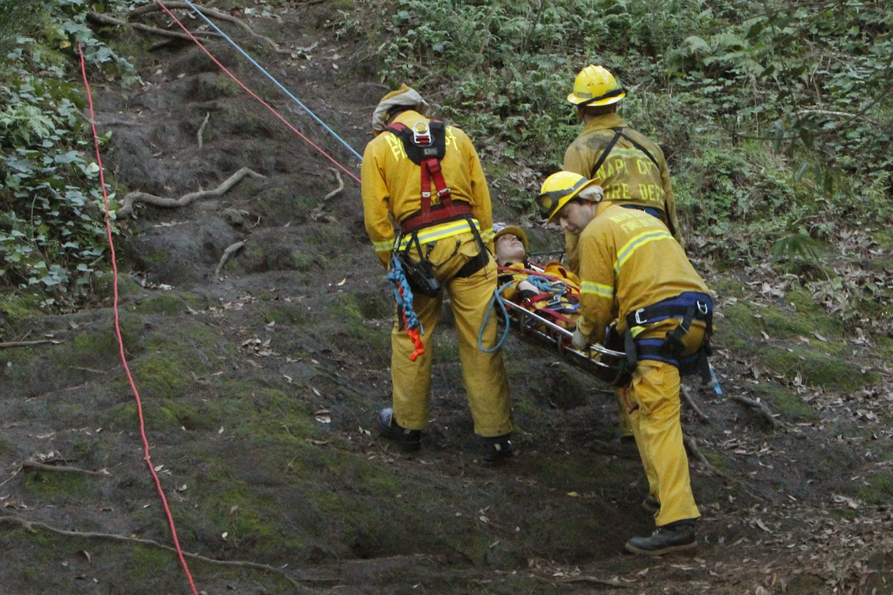 Firefighters practice low-angle rescues in Napa's Westwood Hills